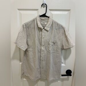 Buck Mason Men Medium Cotton Linen Short Sleeve Camp Shirt